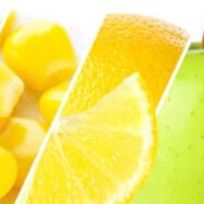 Slices of fresh lemon, apple and lime