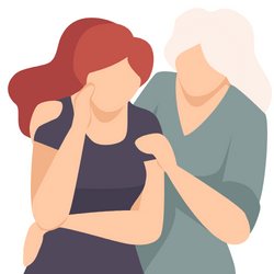 Illustration of one woman comforting another