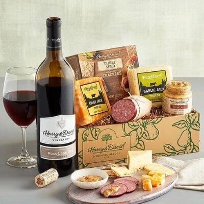 Classic Meat and Cheese Gift Box with Wine