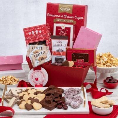 Valentines Day Chocolate And Cookies Gift Basket