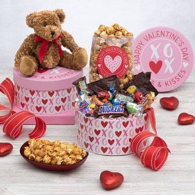 Valentines Day Chocolate And Teddy Bear Gift Box